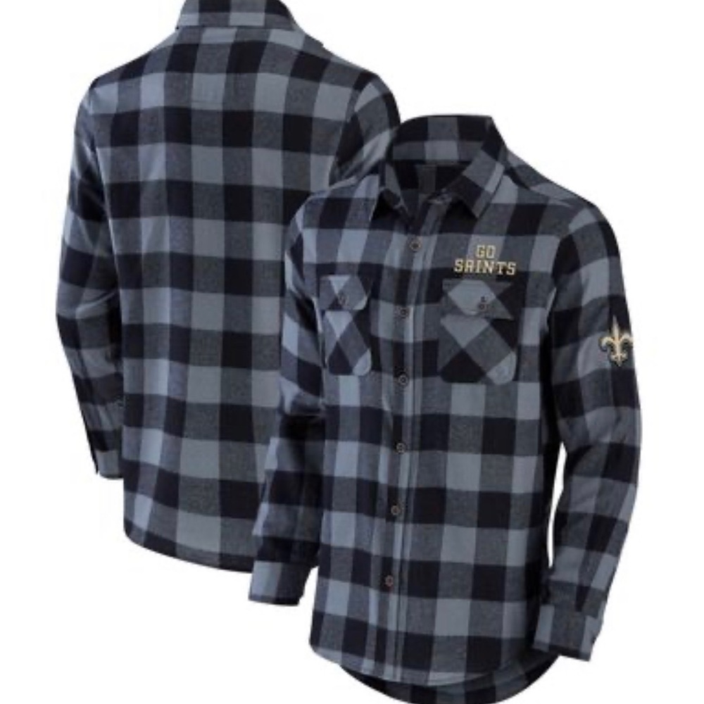 3XL NFL x Darius Rucker Black New Orleans Saints Flannel Long Sleeve Button-Up